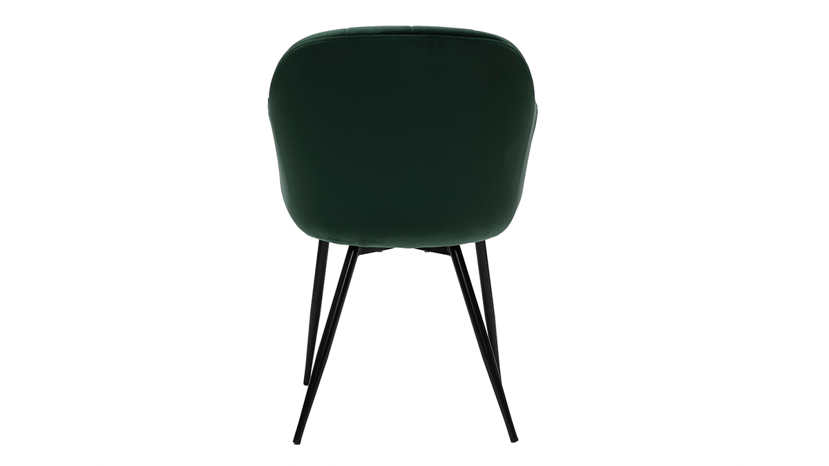 Sedia design in velluto verde e base metallo nero MILLY