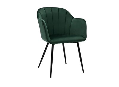 Sedia design in velluto verde e base metallo nero MILLY