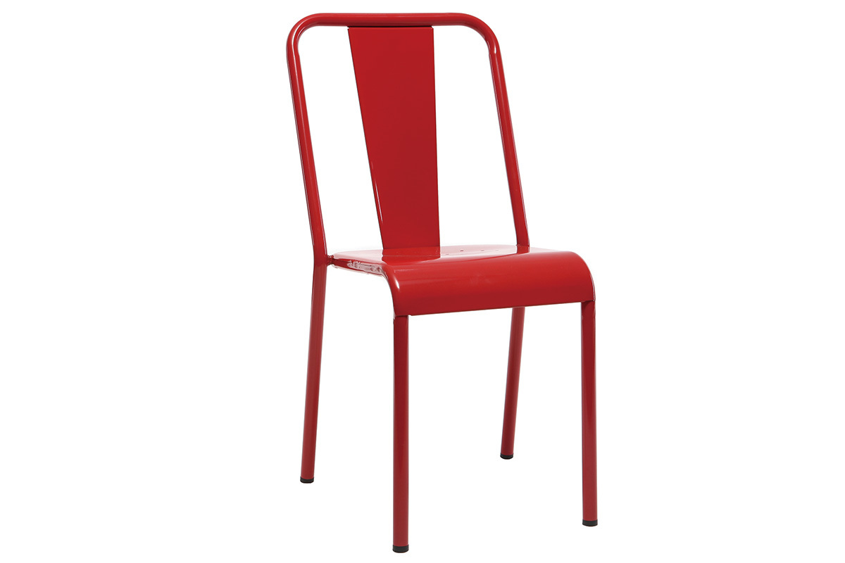 Sedia design metallo rosso gruppo di 2 EVAN