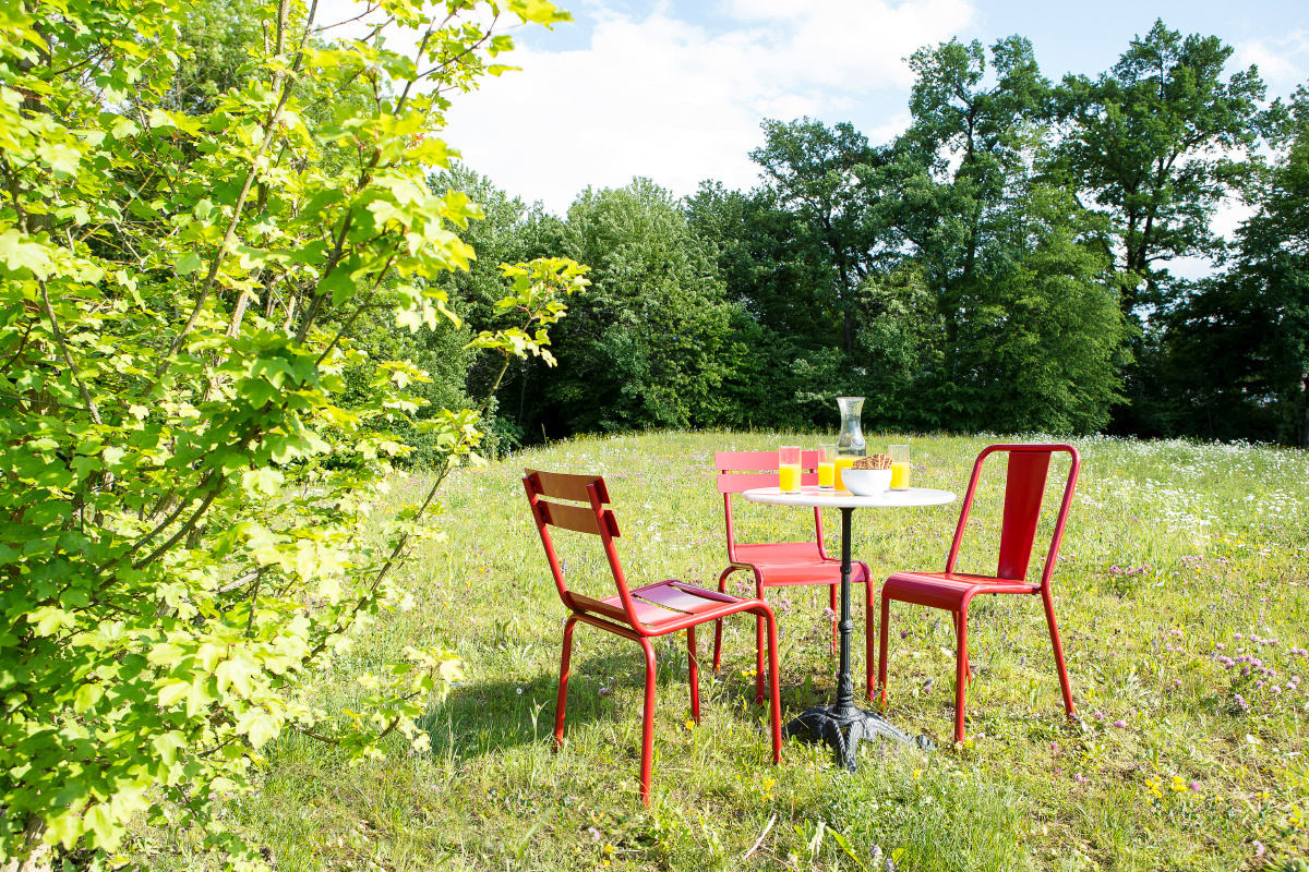 Sedia design metallo rosso gruppo di 2 EVAN