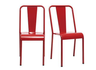 Sedia design metallo rosso gruppo di 2 EVAN