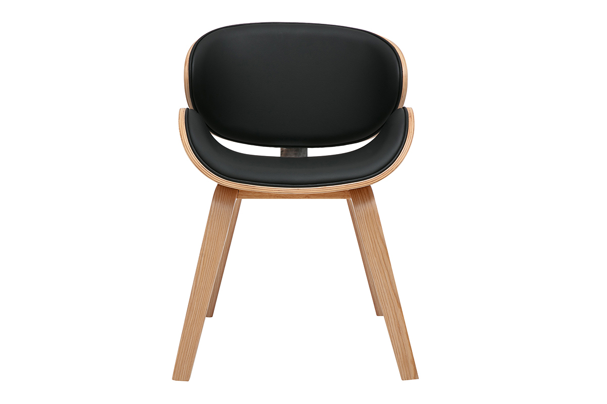 Sedia design nera e legno chiaro WALNUT