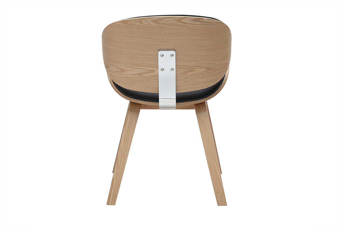 Sedia design nera e legno chiaro WALNUT