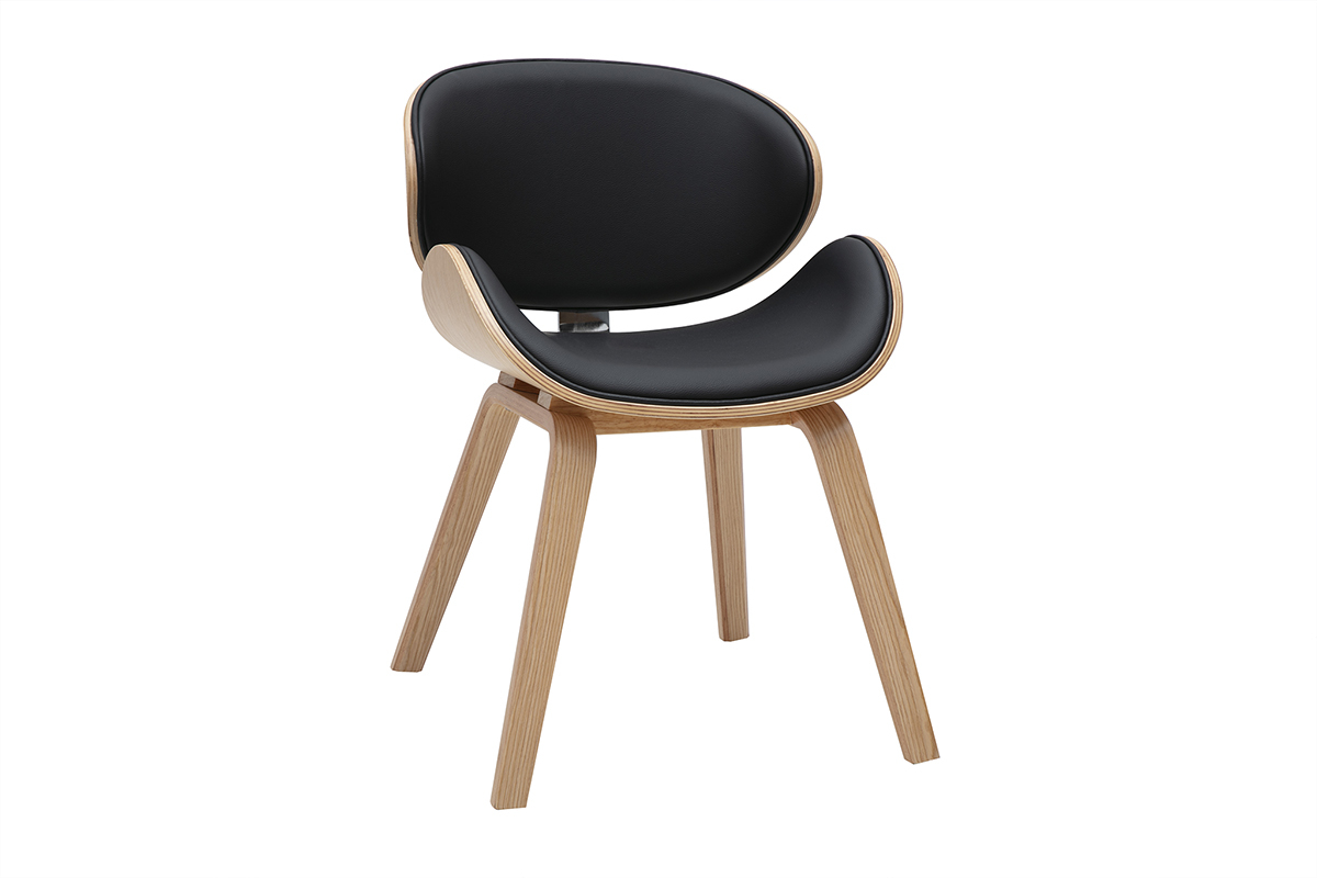 Sedia design nera e legno chiaro WALNUT