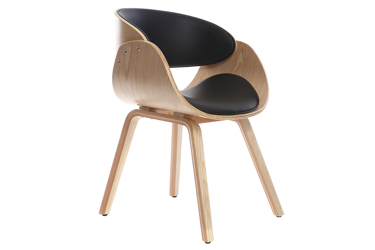 Sedia design nero e legno chiaro BENT