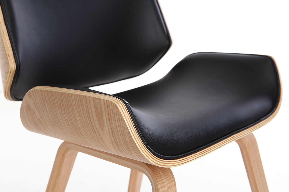 Sedia design Nero e legno chiaro RUBBENS