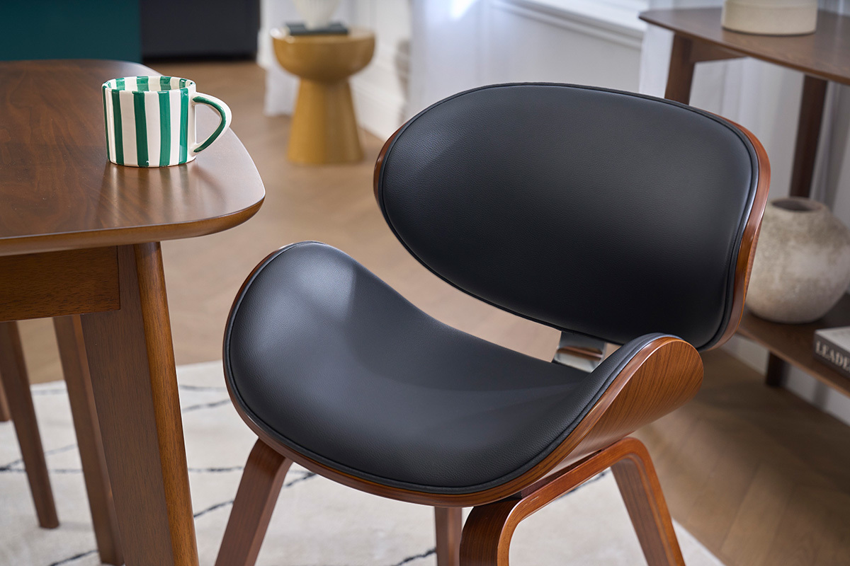 Sedia design nero e legno noce scuro WALNUT