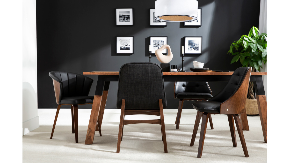 Sedia design nero e legno scuro ALBIN