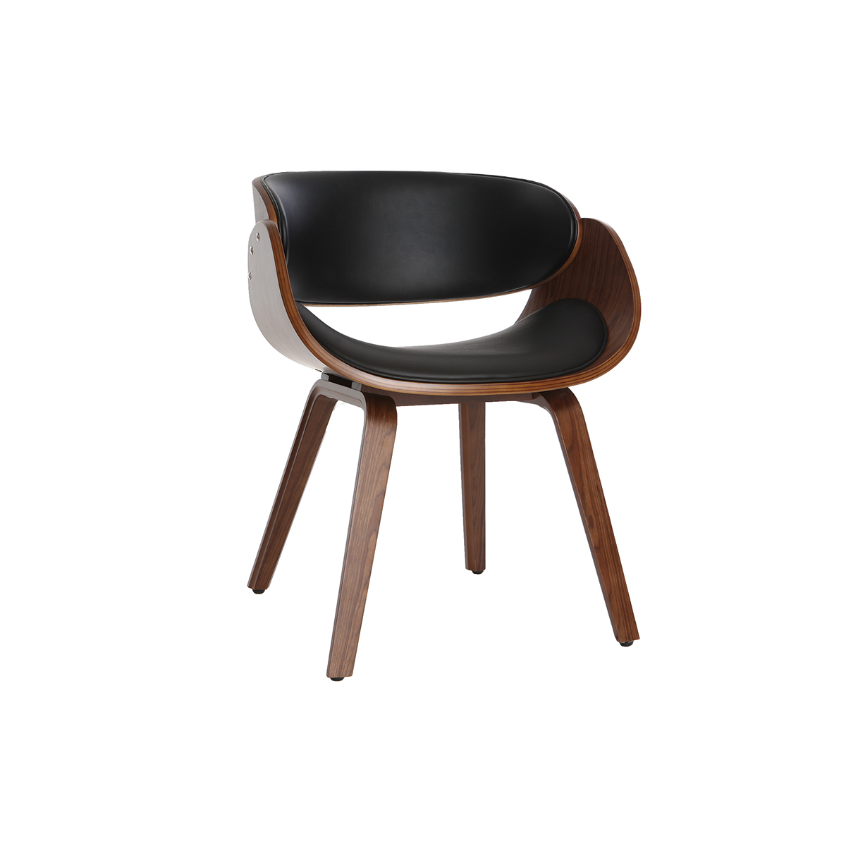 Sedia design nero e legno scuro noce BENT