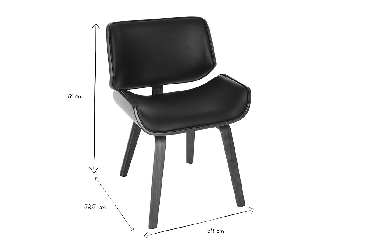 Sedia design Nero e legno scuro noce RUBBENS