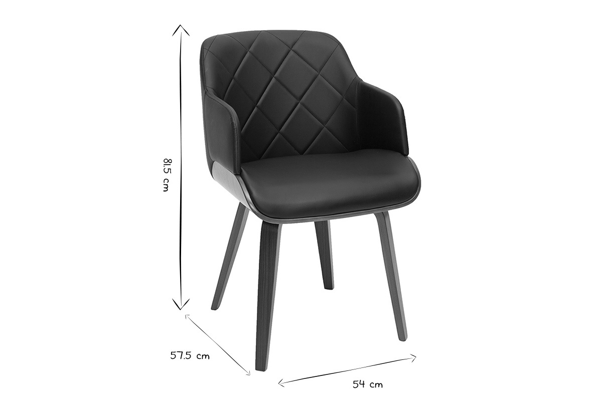 Sedia design nero e noce LUCIEN
