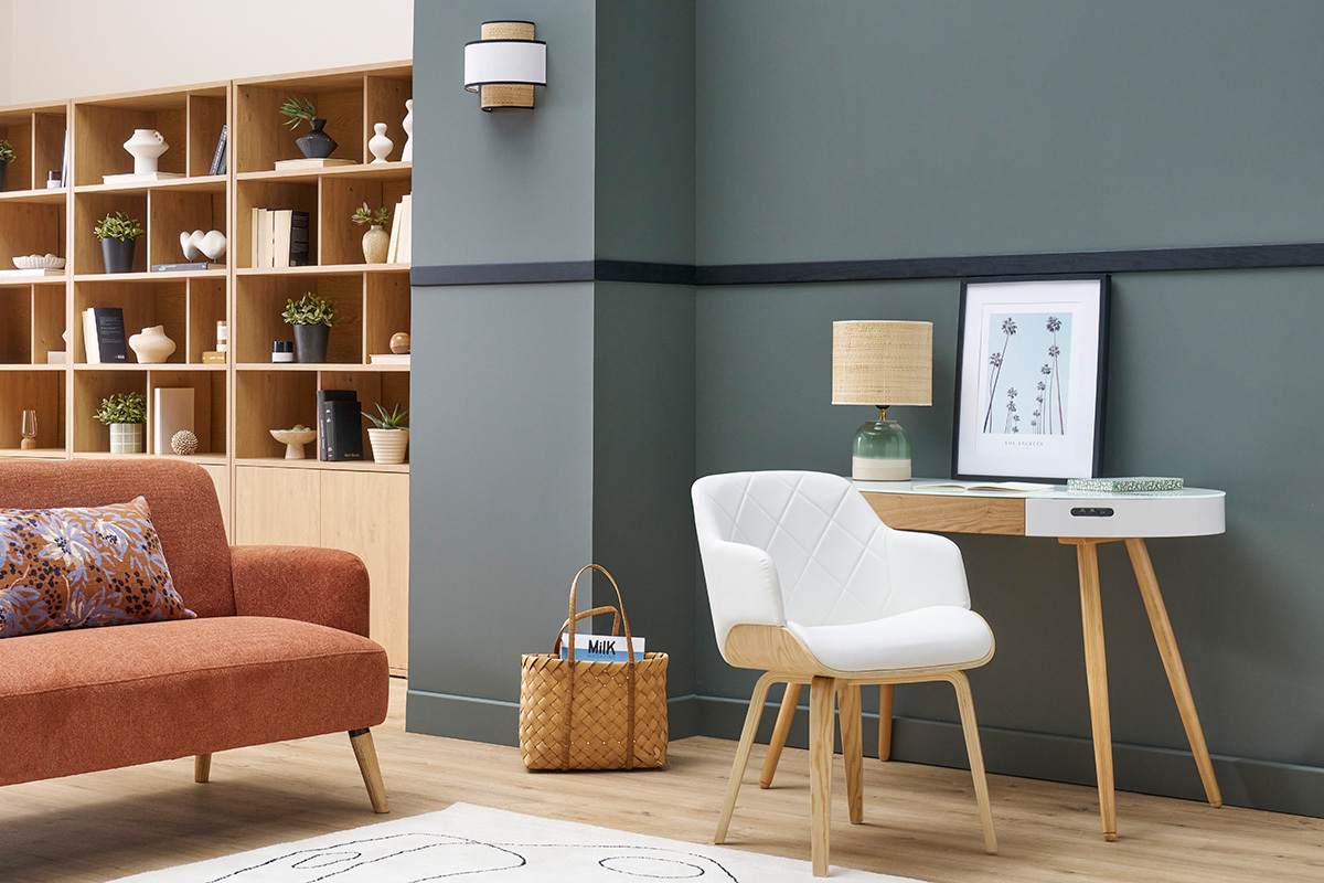 Sedia design nero e noce LUCIEN