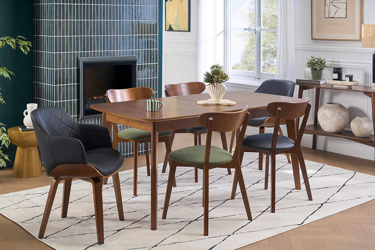Sedia design nero e noce LUCIEN