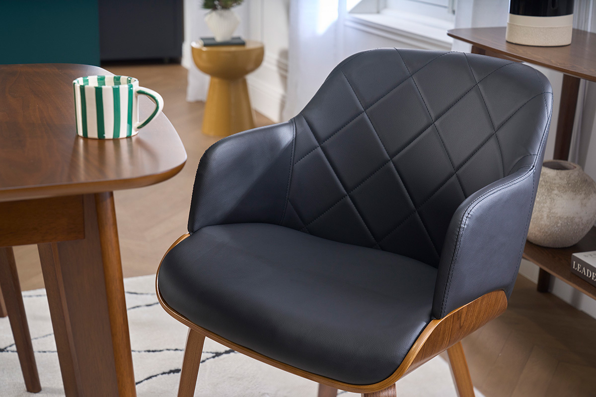 Sedia design nero e noce LUCIEN