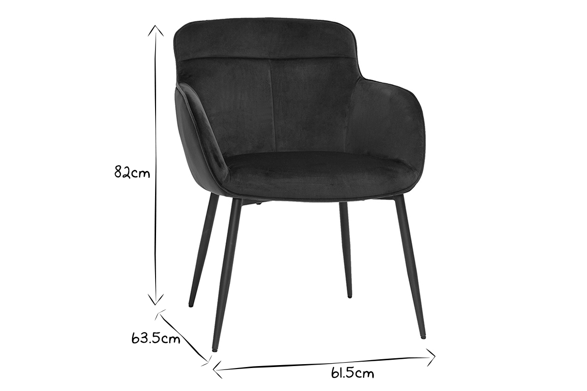 Sedia design nero in tessuto velluto e metallo FRIDA