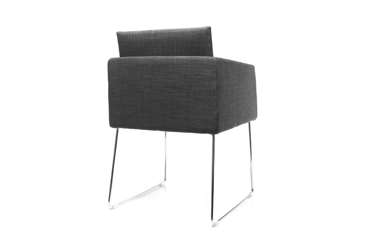 Sedia design poliestere grigio e acciaio cromato NEORA