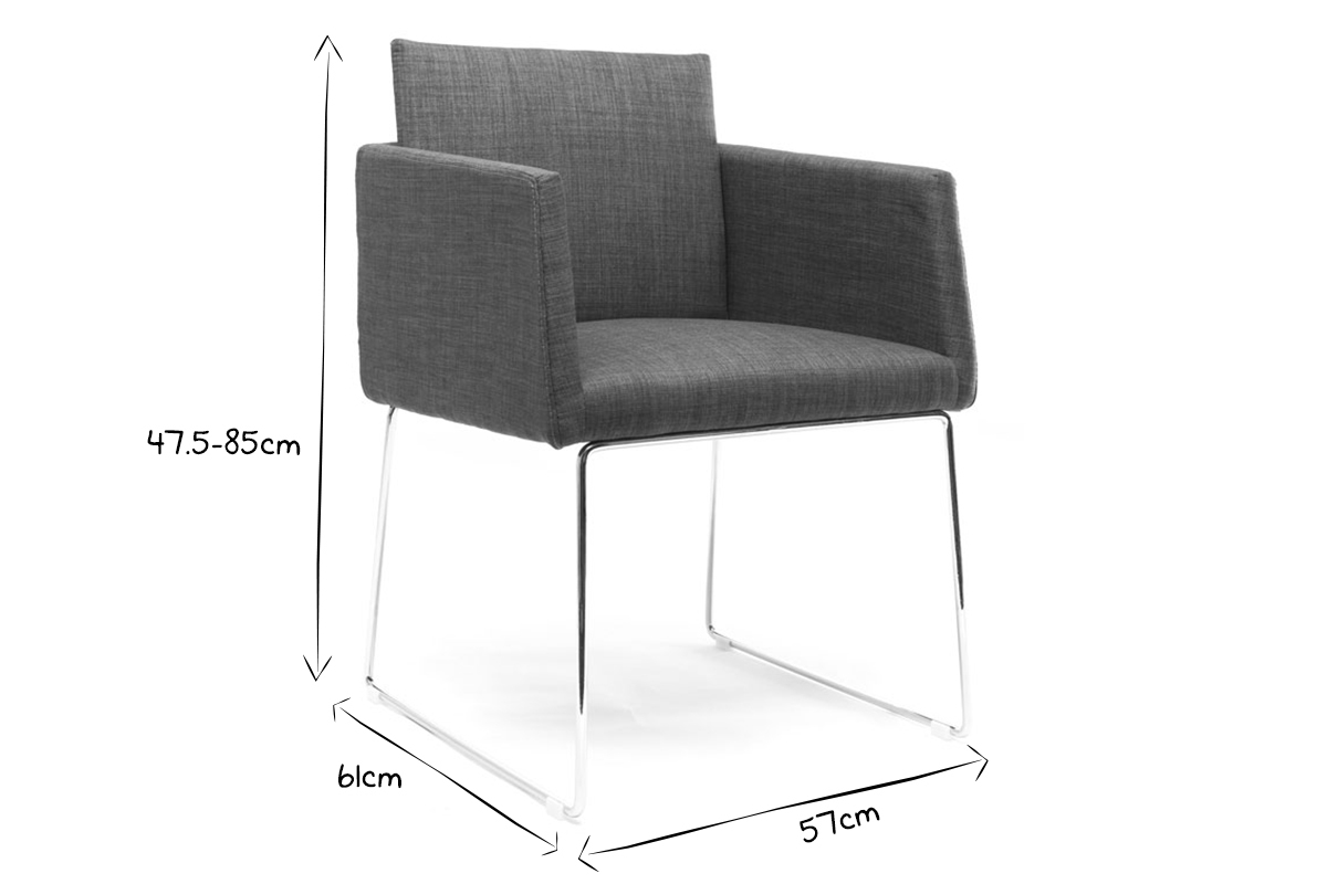 Sedia design poliestere grigio e acciaio cromato NEORA