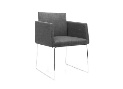 Sedia design poliestere grigio e acciaio cromato NEORA - Sedia design poliestere grigio e acciaio cromato NEORA