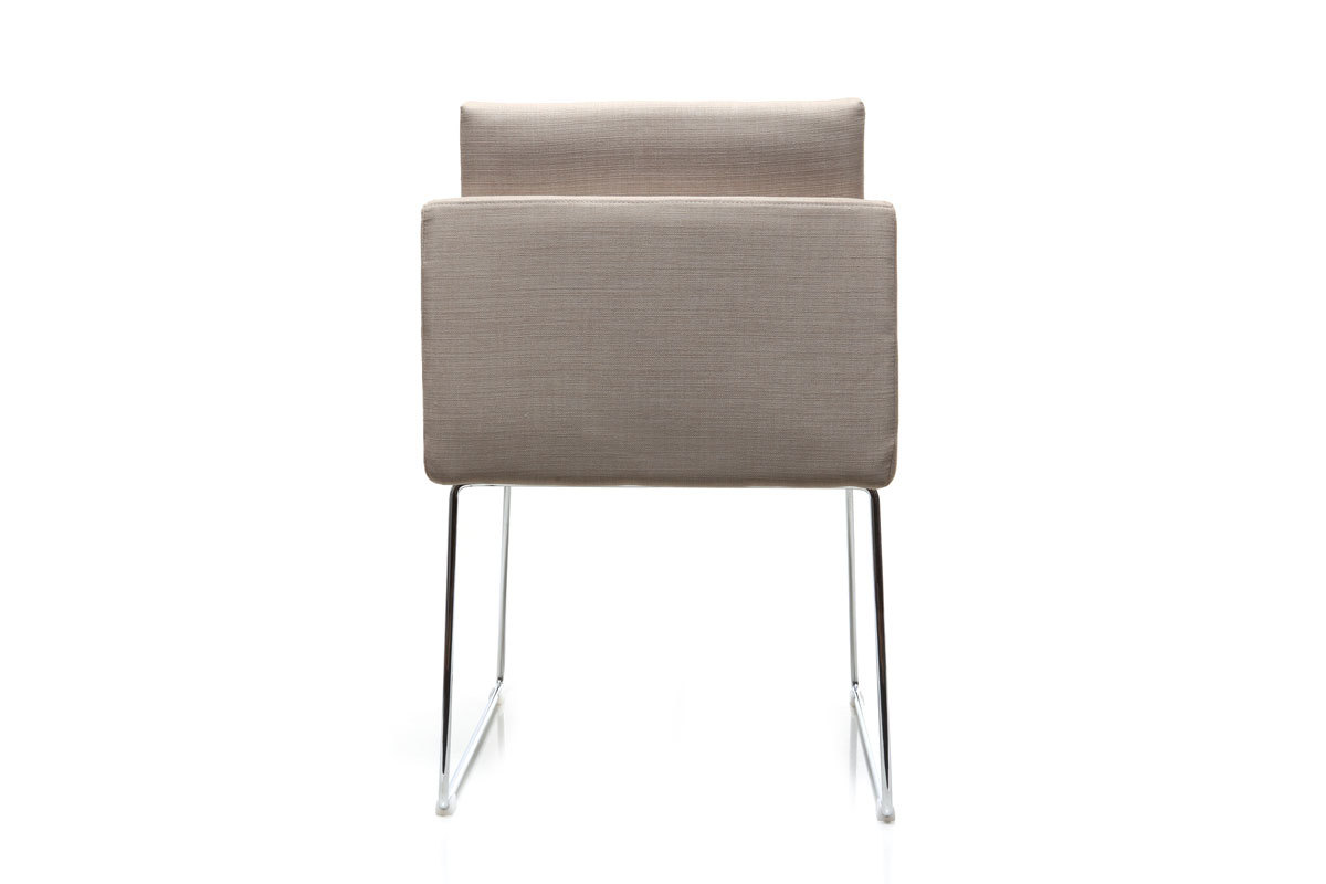 Sedia design poliestere naturale e acciaio cromato NEORA