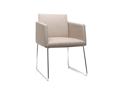 Sedia design poliestere naturale e acciaio cromato NEORA