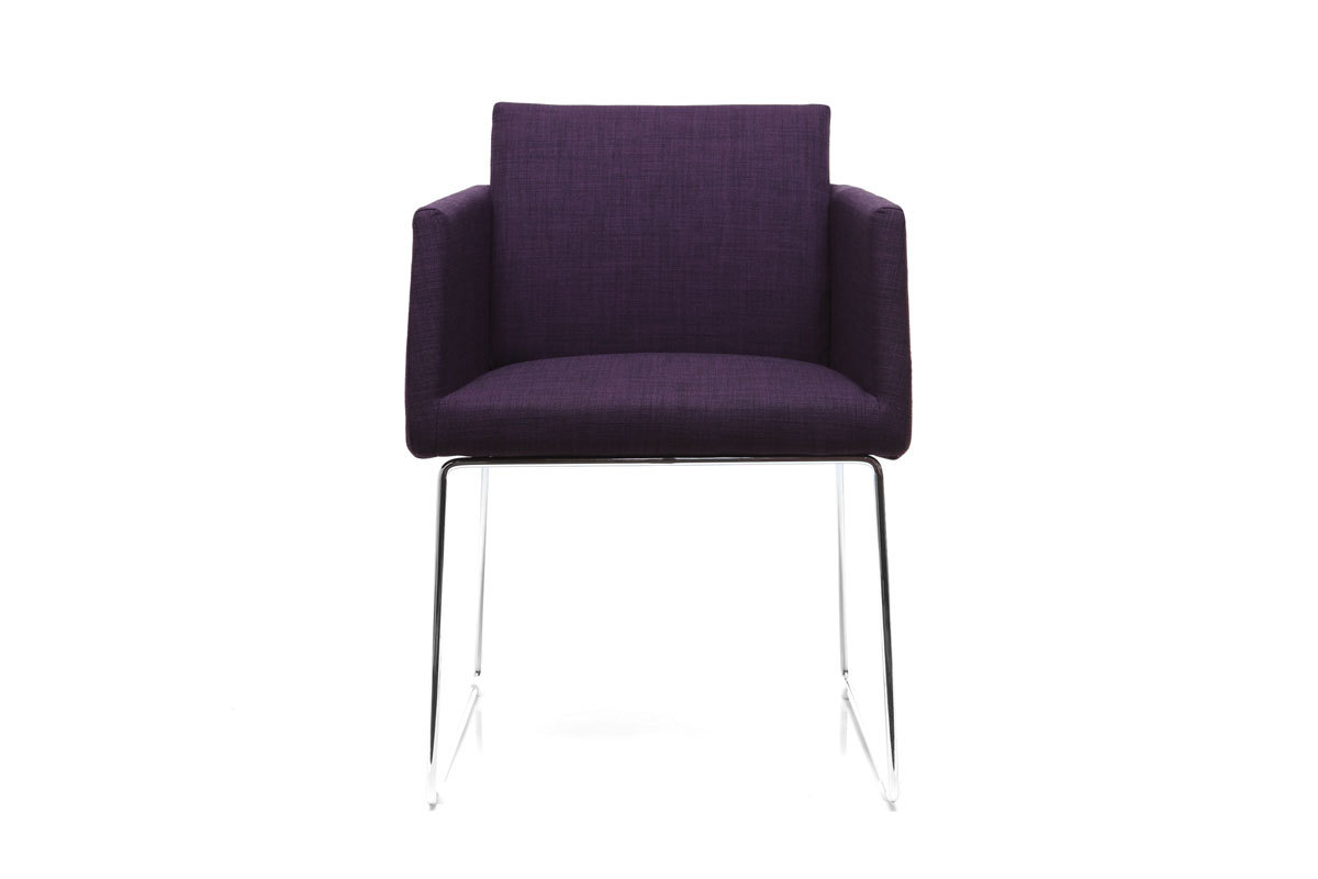 Sedia design poliestere viola e acciaio cromato NEORA