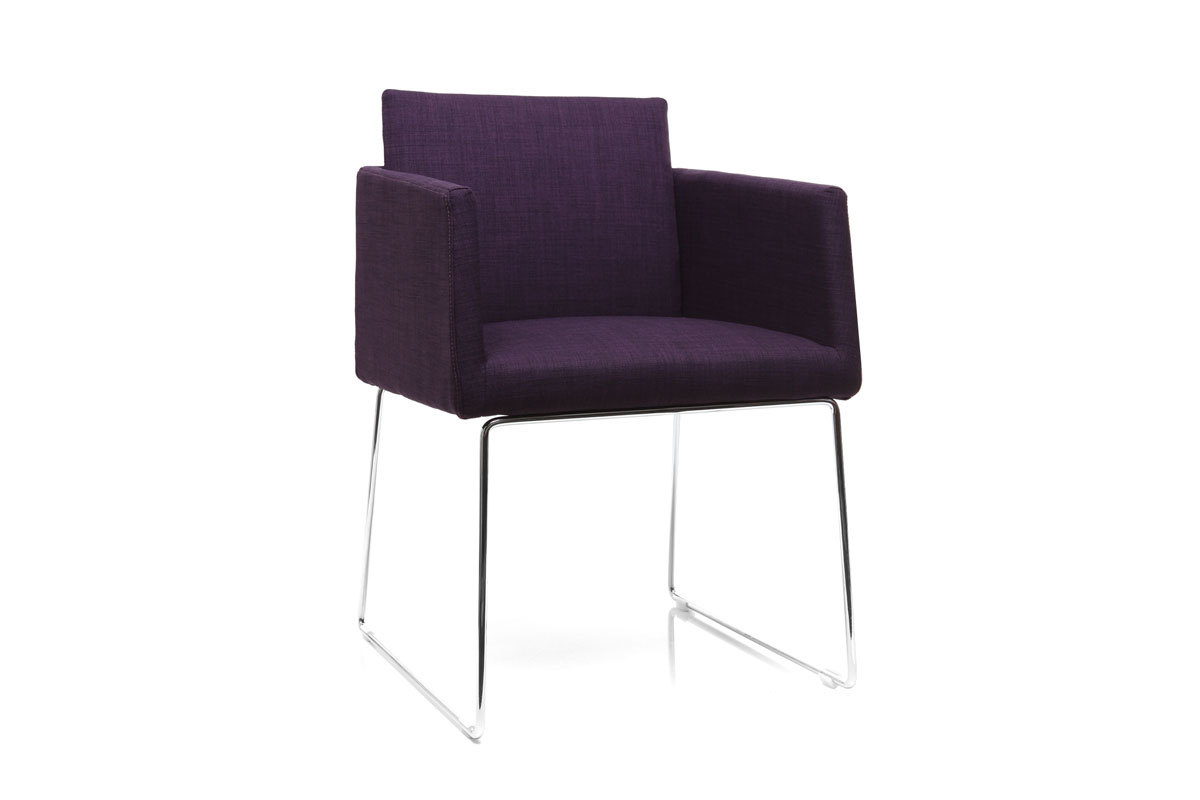 Sedia design poliestere viola e acciaio cromato NEORA
