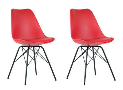 Sedia design rosso gambe a stella gruppo di 2 STEEVY V2