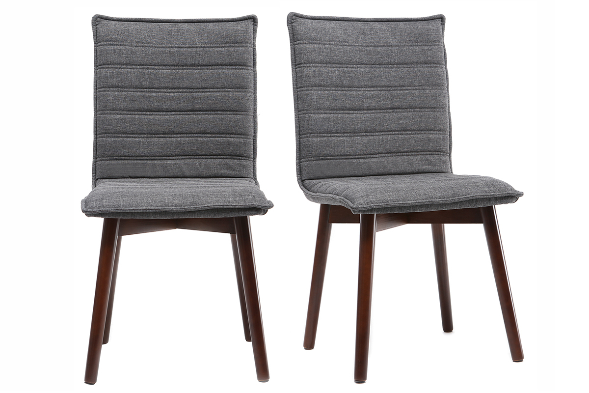 Sedia design tessuto grigio antracite gambe legno scuro gruppo di 2 IZAL