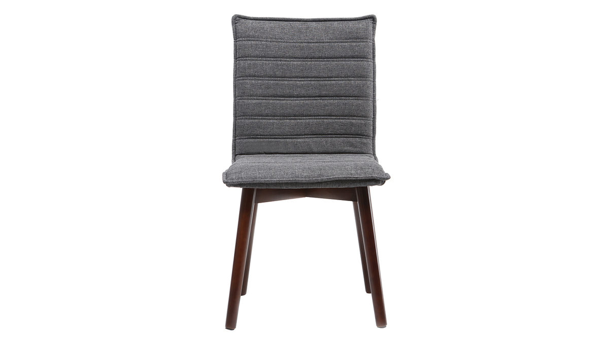 Sedia design tessuto grigio antracite gambe legno scuro gruppo di 2 IZAL