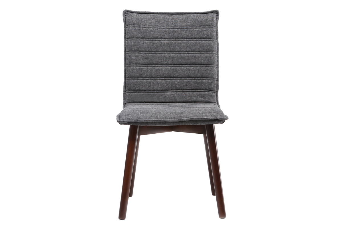 Sedia design tessuto grigio antracite gambe legno scuro gruppo di 2 IZAL
