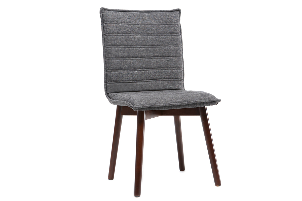 Sedia design tessuto grigio antracite gambe legno scuro gruppo di 2 IZAL