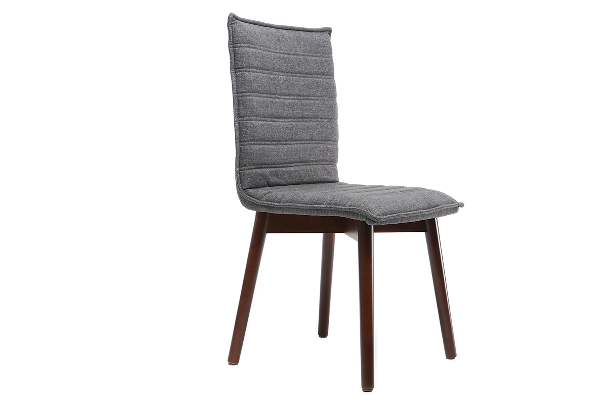 Sedia design tessuto grigio antracite gambe legno scuro gruppo di 2 IZAL