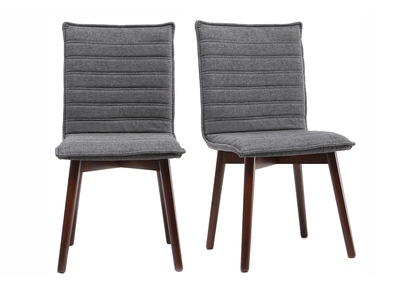 Sedia design tessuto grigio antracite gambe legno scuro gruppo di 2 IZAL