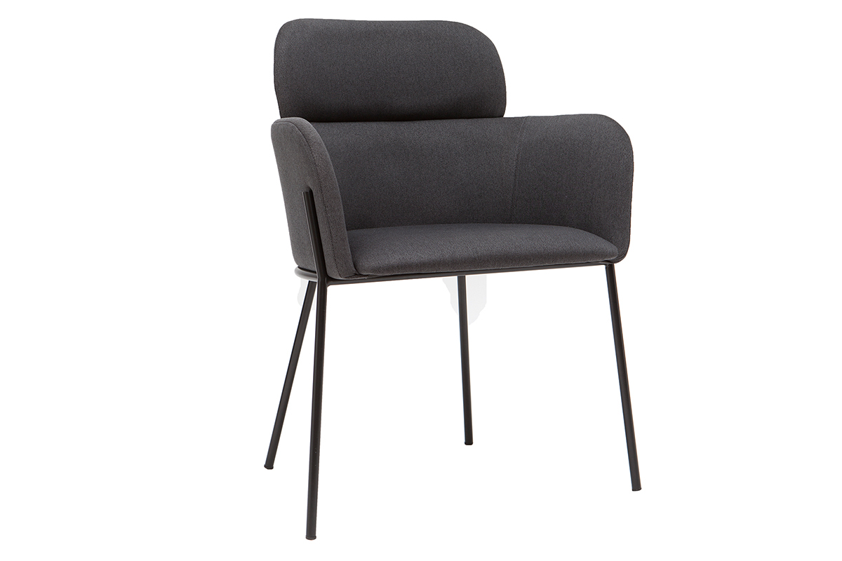 Sedia design tessuto grigio e metallo nero TULUM