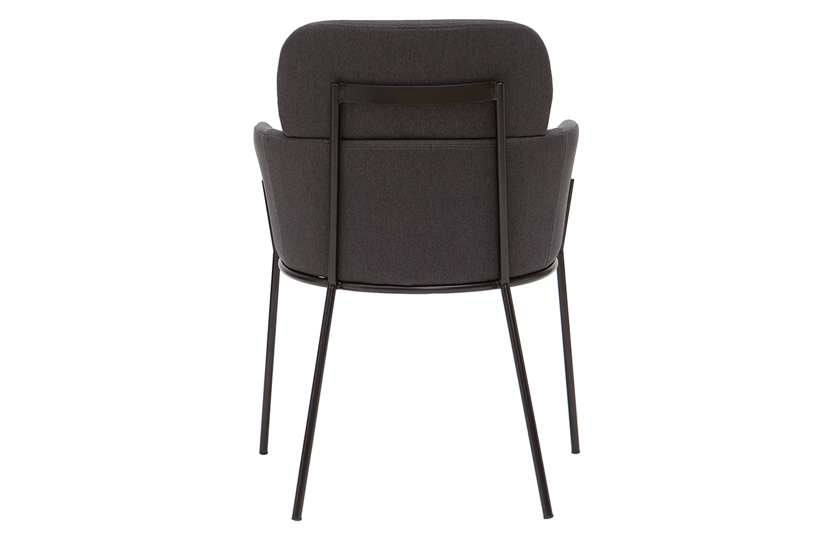 Sedia design tessuto grigio e metallo nero TULUM