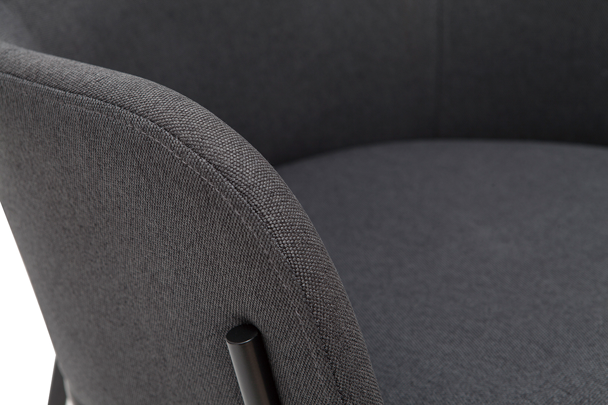 Sedia design tessuto grigio e metallo nero TULUM