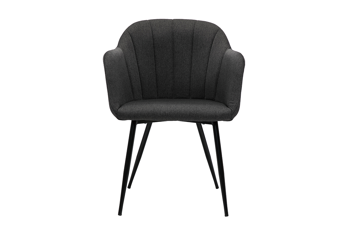 Sedia design tessuto grigio scuro e base metallo nero MILLY