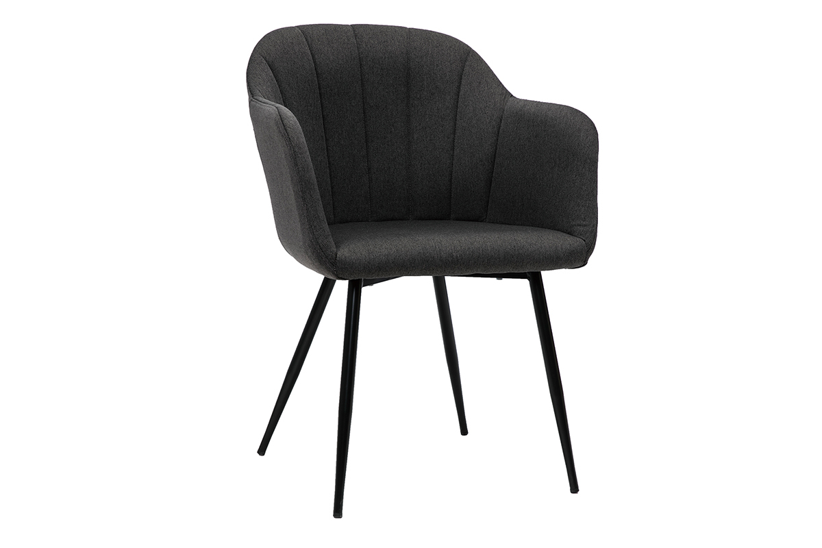 Sedia design tessuto grigio scuro e base metallo nero MILLY