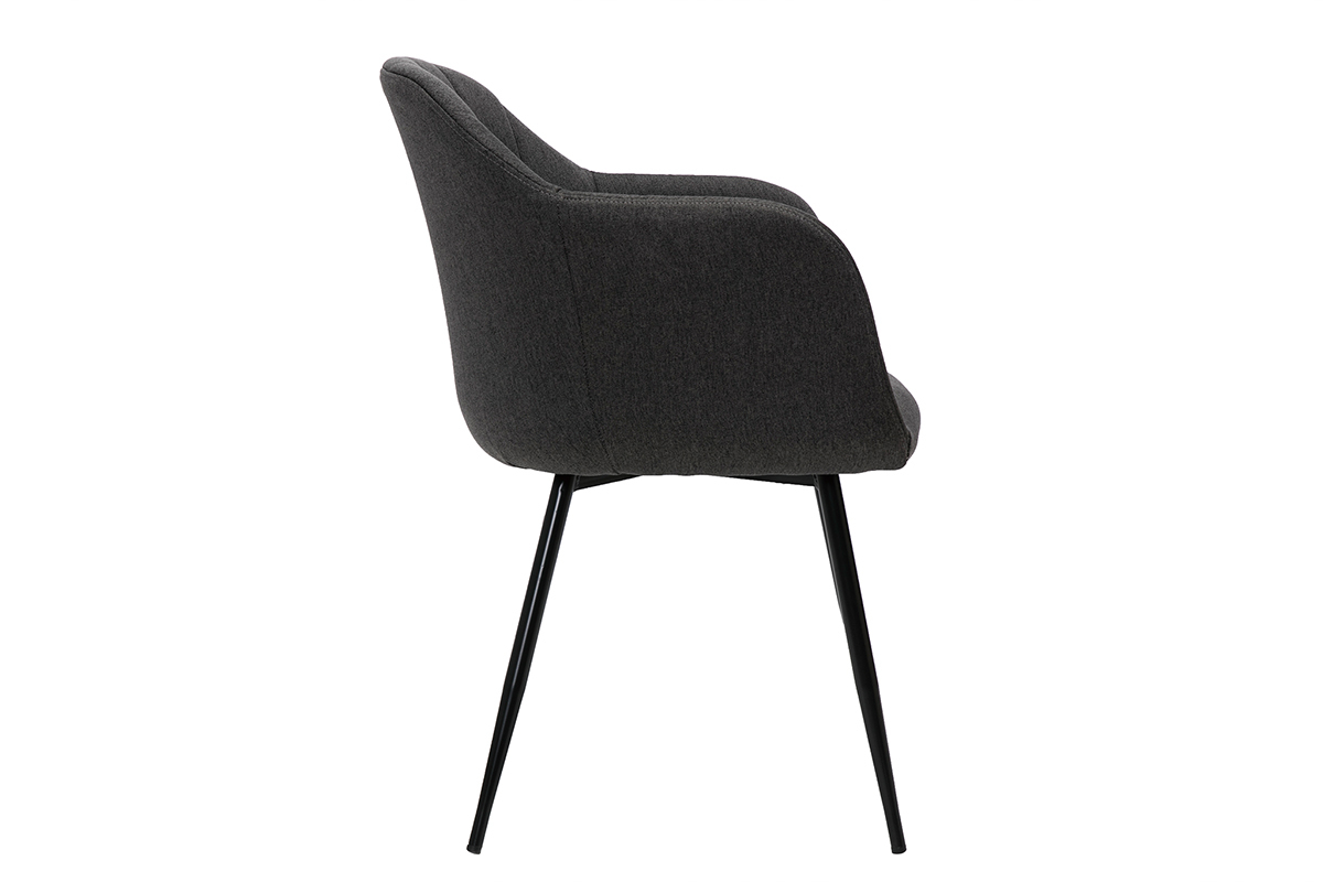 Sedia design tessuto grigio scuro e base metallo nero MILLY
