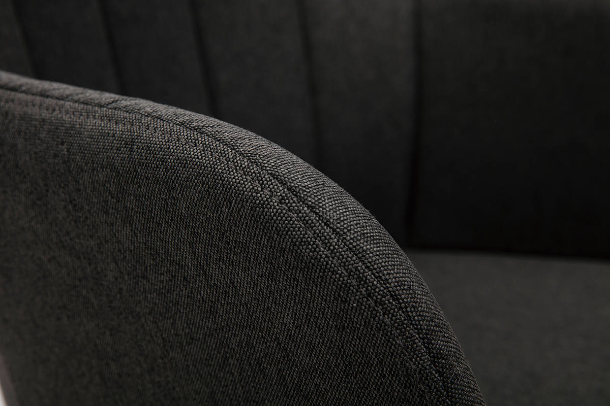 Sedia design tessuto grigio scuro e base metallo nero MILLY