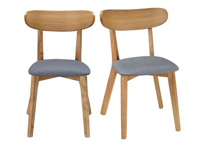 Sedia design vintage grigio e piedi legno gruppo di 2 MARIK - Sedia design vintage grigio e piedi legno gruppo di 2 MARIK