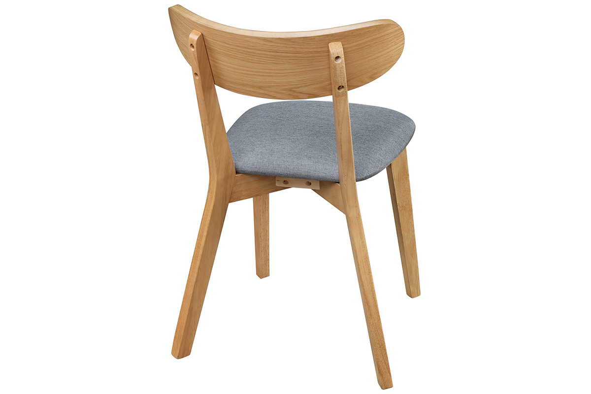 Sedia design vintage grigio e piedi legno set di 2 MARIK