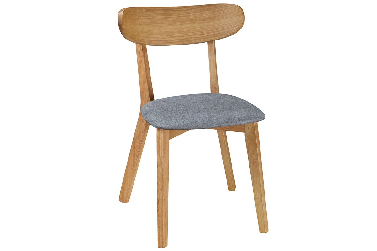 Sedia design vintage grigio e piedi legno set di 2 MARIK