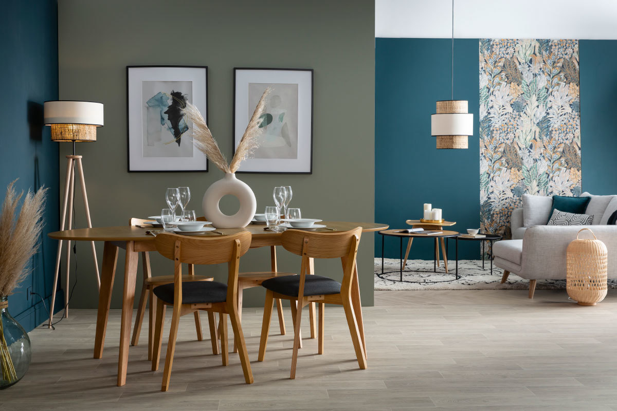 Sedia design vintage grigio e piedi legno set di 2 MARIK
