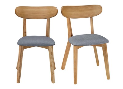 Sedia design vintage grigio e piedi legno set di 2 MARIK
