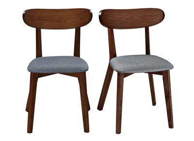 Sedia design vintage grigio e piedi noce gruppo di 2 MARIK