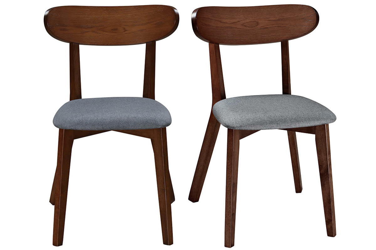 Sedia design vintage grigio e piedi noce set di 2 MARIK