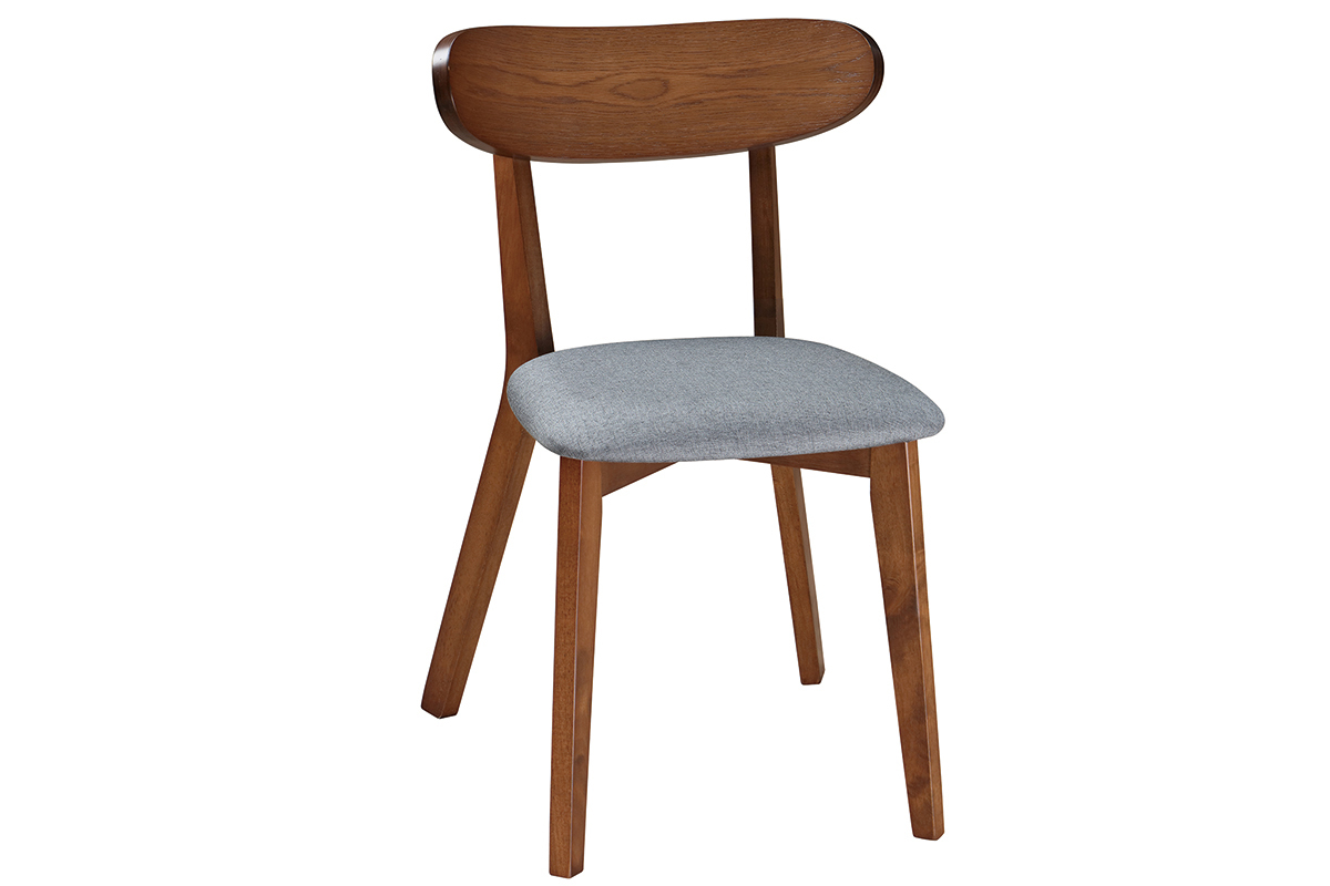 Sedia design vintage grigio e piedi noce set di 2 MARIK