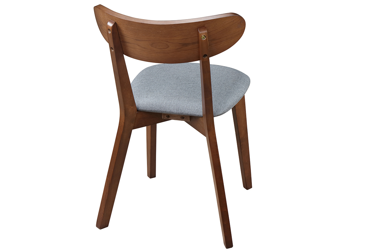 Sedia design vintage grigio e piedi noce set di 2 MARIK
