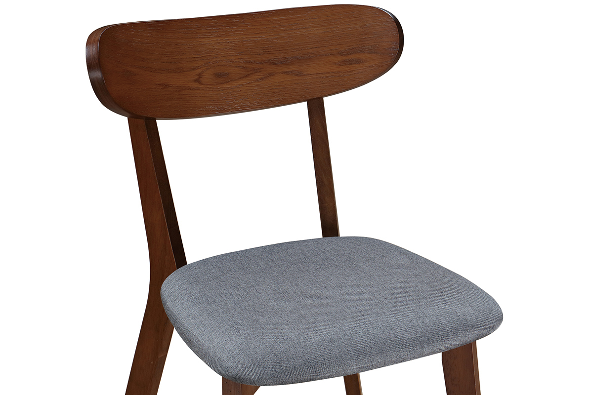 Sedia design vintage grigio e piedi noce set di 2 MARIK